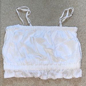 White Cropped Hollister Ruffled Tank Top